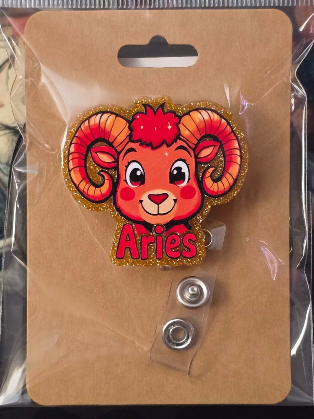 Aries Zodiac Novelty Acrylic Badge Reel ID Holder